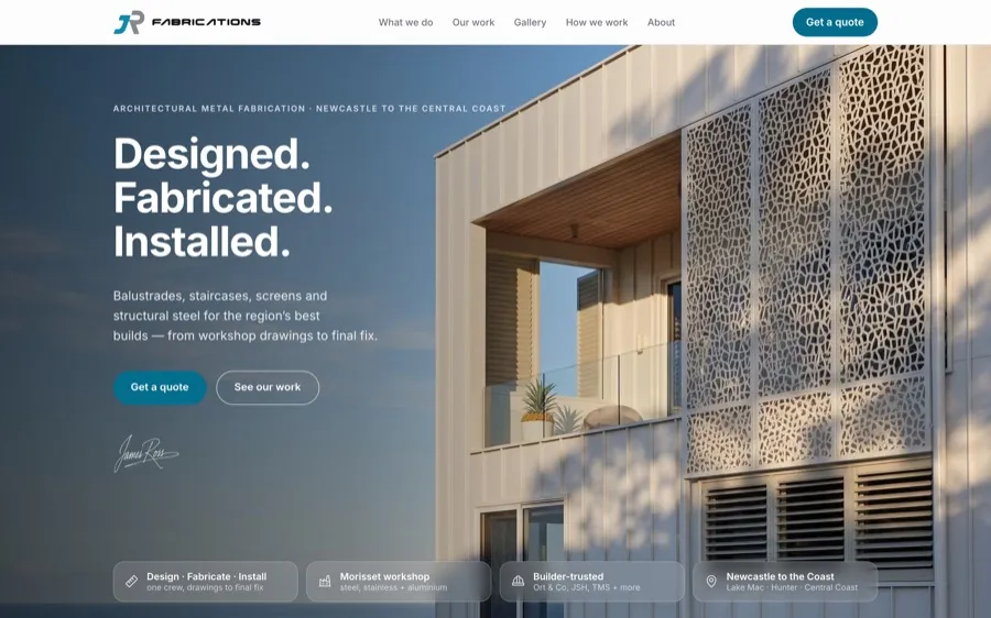 J.R Fabrications website